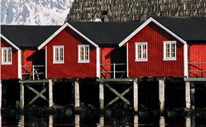 The Svinoya Rorbuer cabins at Svolvaer