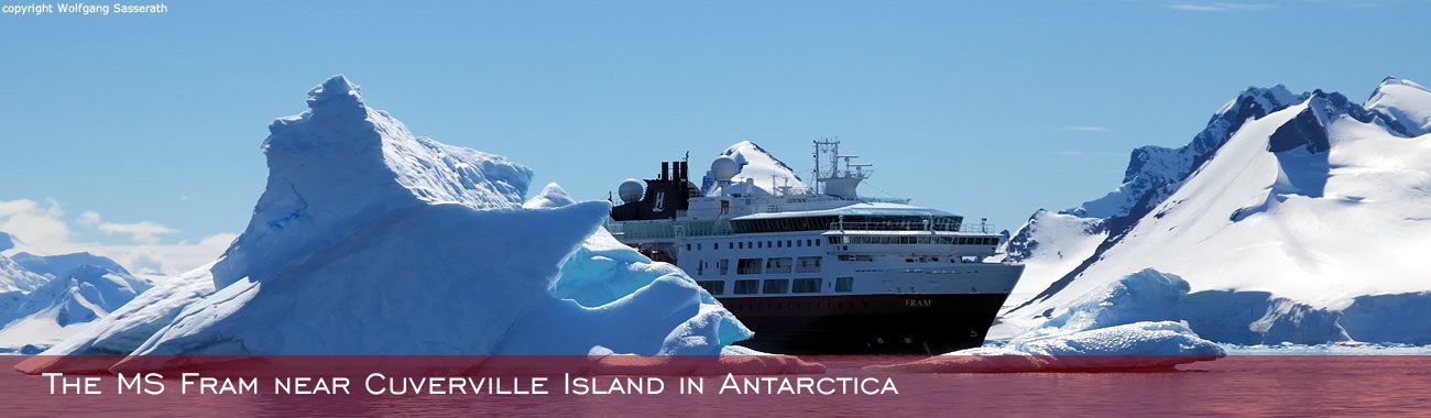 The MS Fram near Cuverville Island in Antarctica