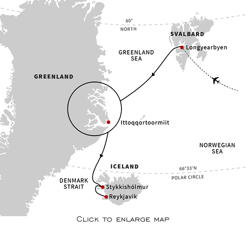 Greenland, Iceland and Svalbard Map