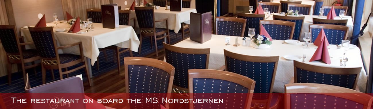 The restaurant on board the MS Nordstjernen