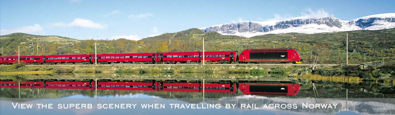 View the superb scenery from the comfort of your seat when travelling by rail across Norway