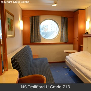 Hurtigruten cabins - A U Grade cabin on board MS Trollfjord