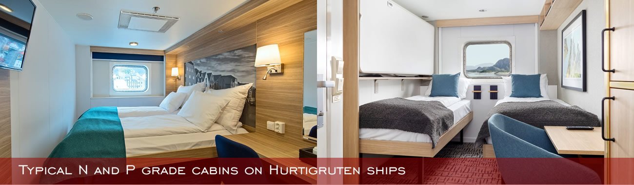 Hurtigruten cabins - Typical U and N grade cabins